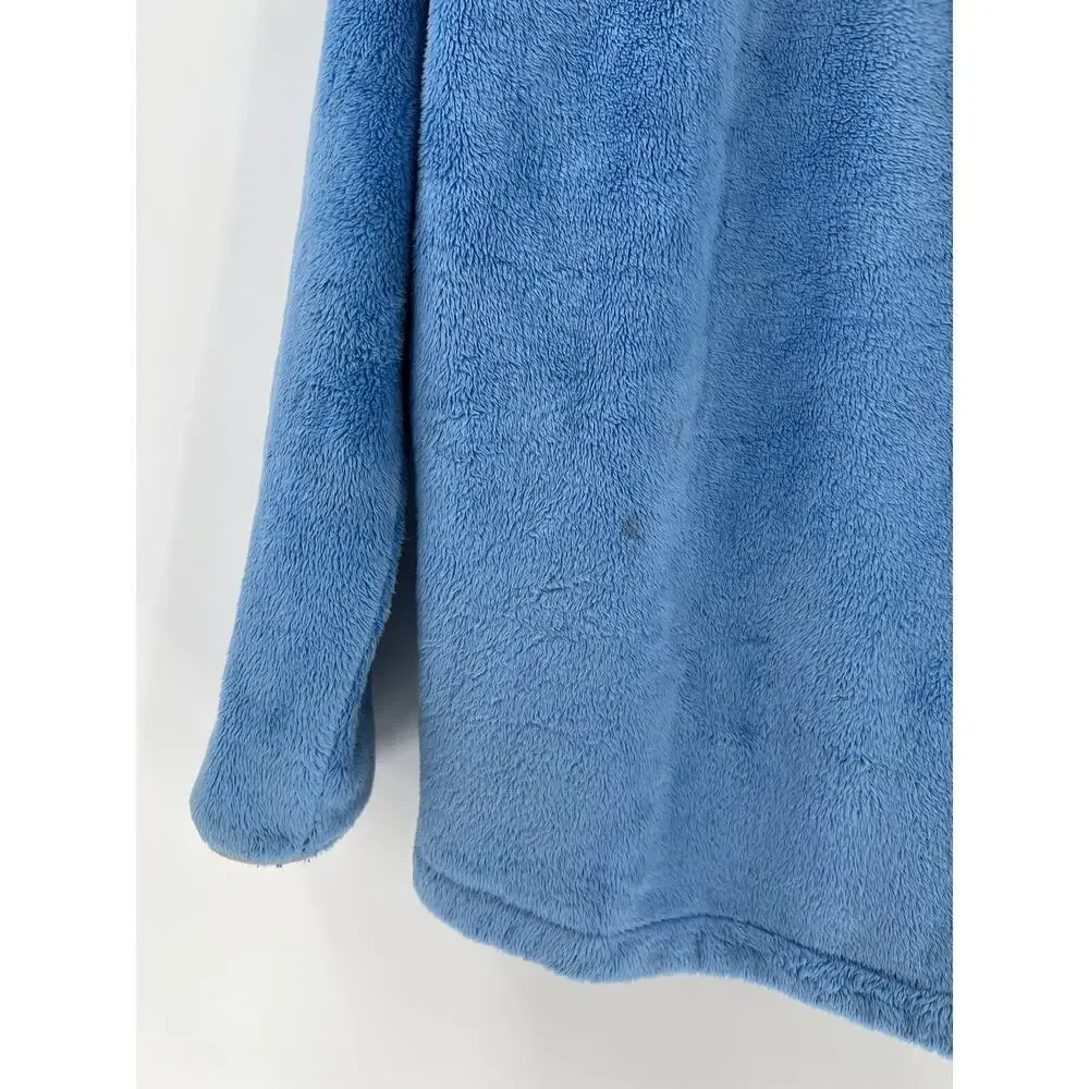The North Face Girls Jacket XL Blue Gray Fleece Hooded Pockets Full Zip Logo